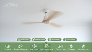 DCモーター付きモダンな52インチ無垢材シーリングファン