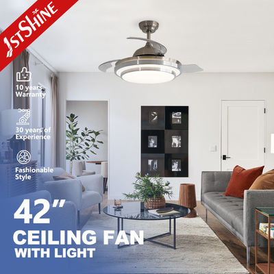 購入 42インチ 隠された刃 リモコン LED 天井扇風機 現代の装飾のための光 3000~6000k オンライン製造