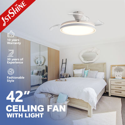 購入 42-Inch Retractable Ceiling Fan Light Foldable Blades Dimmable LED Light オンライン製造