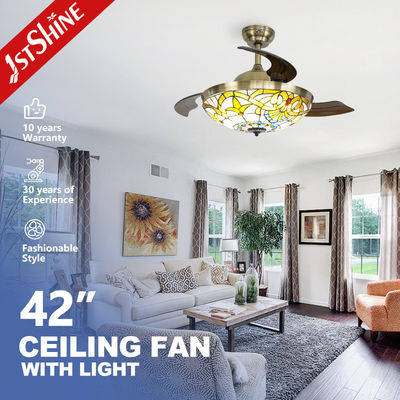 中世紀デザイン 1stshine LED 天井扇風機 リモコンと隠された刃 10年モーター