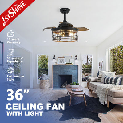 良い値段 36 インチ インダー・スティール・ケージ E27*3 電球 LED 引換刃付きの目に見えない天井扇風機 オンライン