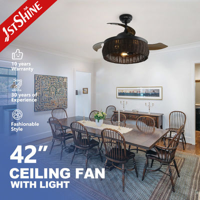 良い値段 1stshine ロタン織り天井扇風機 古典的なデザインと目に見えない刃物 オンライン