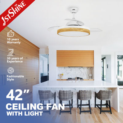 10- 1stshine 現代の木製 ユニークな 隠された 刃のない 空気 LED ランプ 照明 折りたたむ 天井扇風機 ライト
