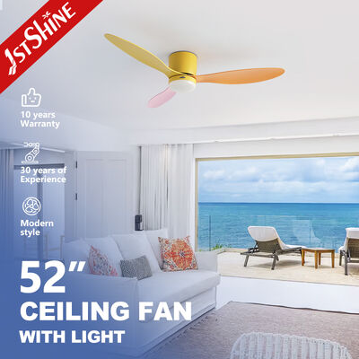 52 Inch Modern Customizable Macaron Ceiling Fan With Light And Smart Control For Low Ceiling